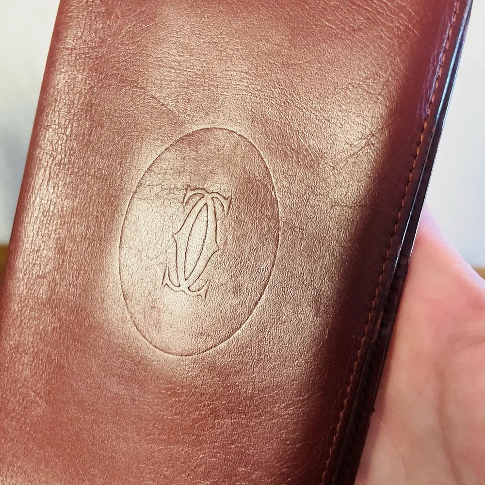 CARTIER Oxblood Red Leather Long Bifold Wallet 💯 AUTHENTIC - Picture 3 of 12